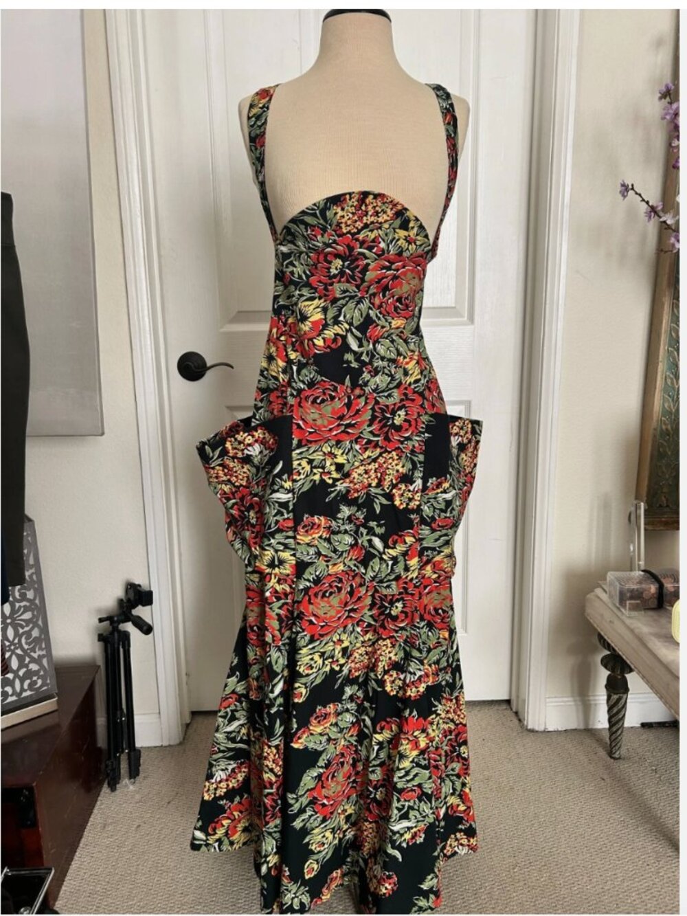 Vintage‎ OMO Norma Kamali Floral Print Dress Unique Designer Women's S/M